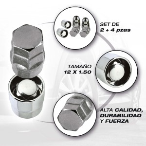 ECROUS ANTIVOL 12X1.50 4PCS + 2 CLEFS AVEC NUMERO DE SERIES