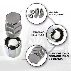 ECROUS ANTIVOL 14X1.50 4PCS + 2 CLEFS AVEC NUMERO DE SERIES