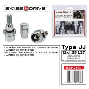 VIS ANTIVOL 12X1.25 L37 4PCS + 2 CLEFS AVEC NUMERO DE SERIES