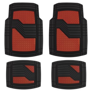 JEU DE TAPIS PVC ULTIMATE SIGNATURE NOIR/ROUGE MATE. 4PCS