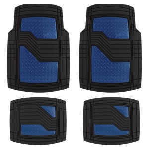 JEU DE TAPIS PVC ULTIMATE SIGNATURE NOIR/BLEU MATE. 4PCS