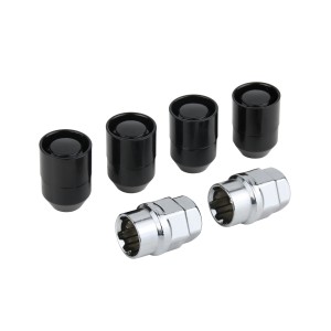 ECROUS ANTIVOL NOIR CHROME 12X1.50 4PCS+2 CLEFS AVEC NUMERO DE SERIE