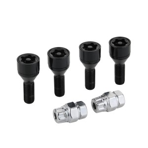 VIS ANTIVOL NOIR CHROME 12X1.50 L26 4PCS+2 CLEFS NUMERO DE SERIE