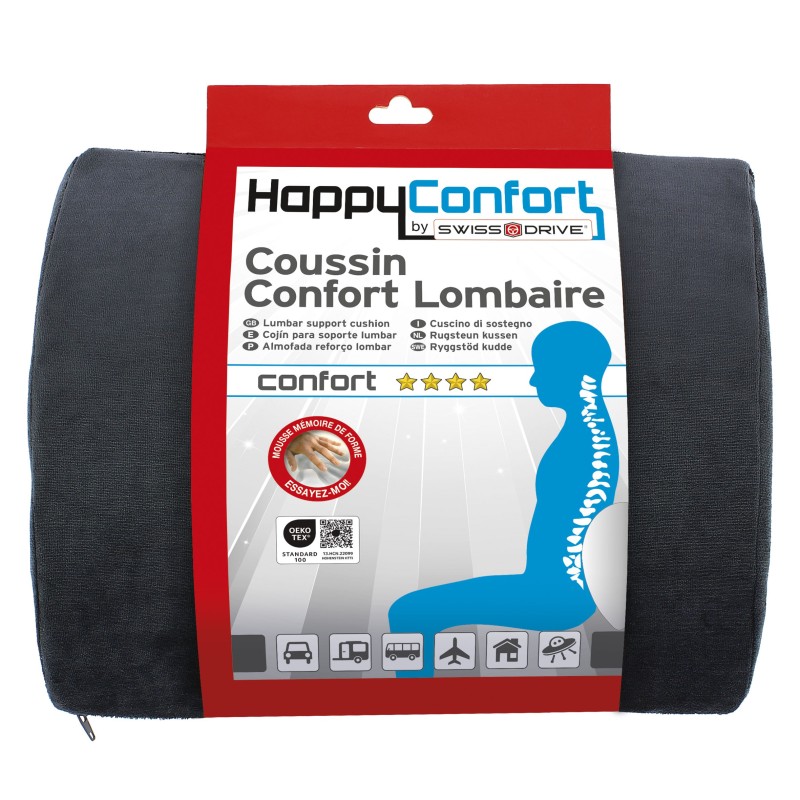 DISPLAY DE 18 COUSSINS LOMBAIRE HAPPY CONFORT, OKO-TEX