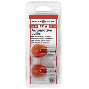 BLISTER 2 AMPOULES DE CLIGNOTANT 12V. 21W. 1 PLOT BA15S AMBREE