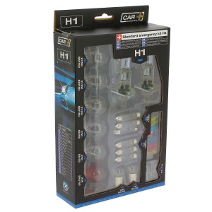 COFFRET D'AMPOULES DE REMPLACEMENT H1 + 18 AMPOULES + 12 FUSIBLES