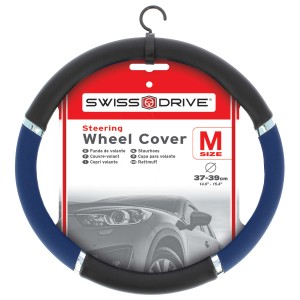 COUVRE VOLANT 37-39CM PVC SPEED BLEU-NOIR