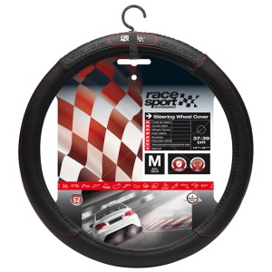 COUVRE VOLANT NOIR SURPIQURE ROUGE GRIP RACE SPORT