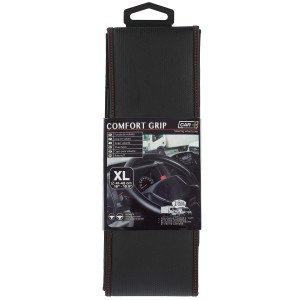 COUVRE-VOLANT COMFORT GRIP MICRO-PERF NOIR SURP.ROUGE XL 41-42CM-SCT