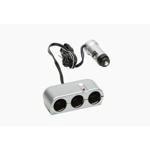 MULTIPRISE 3 SORTIES ARGENT SUR ALLUME-CIGARE 12V - FDS