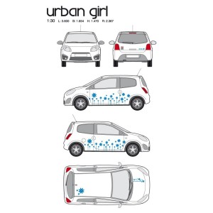 CAR DECO KIT URBAN GIRL-1 M BLEU - FDS