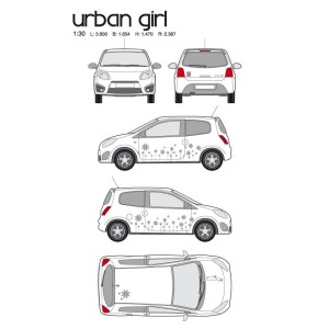 CAR DECO KIT URBAN GIRL-1 M ARGENT - FDS