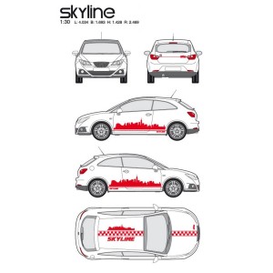 CAR DECO KIT SKYLINE TAILLE M ROUGE-FDS
