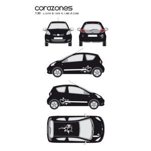 CAR DECO KIT CORAZONES TAILLE M BLANC - FDS