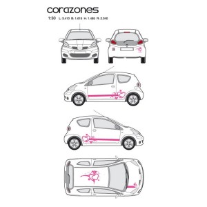 CAR DECO KIT CORAZONES TAILLE M ROSE - FDS