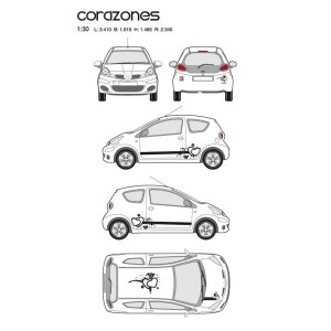CAR DECO KIT CORAZONES TAILLE M NOIR - FDS