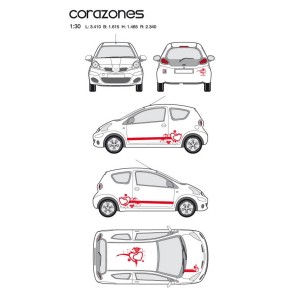 CAR DECO KIT CORAZONES TAILLE M ROUGE - FDS