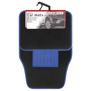 JEU DE TAPIS MOQUETTE 400G/M2 DRIVE NOIR/BLEU 4PCS