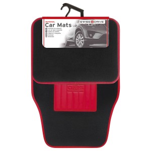 JEU DE TAPIS MOQUETTE 400G/M2 DRIVE NOIR/ROUGE. 4PCS