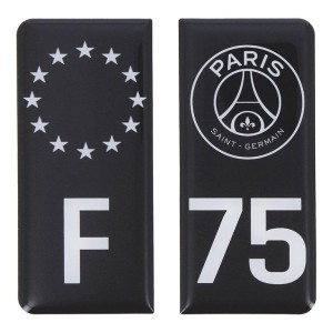 STICKERS AUTO RÉSINE 3D G/D NOIR PSG/F-75